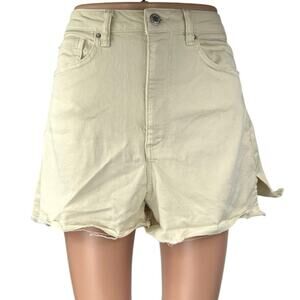 WeWoreWhat Women's Cream High Waist Frayed Raw Hem Cut Off Denim Shorts Size 27